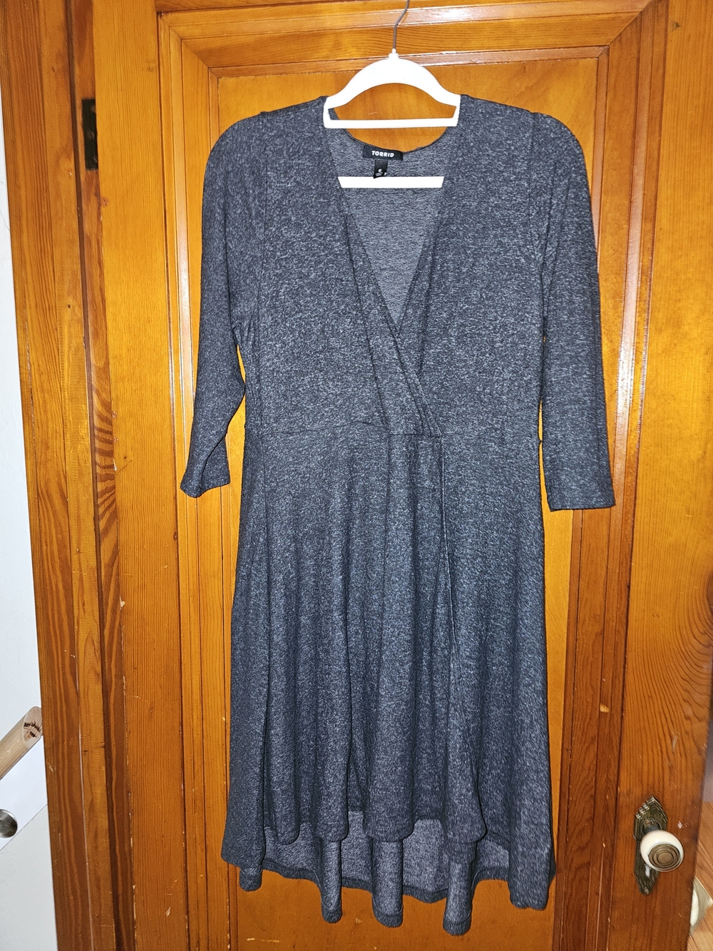 Torrid Charcoal Gray Faux Wrap-Style Long Sleeve Dress 0X